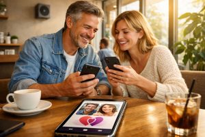 Paar bei Matching am Handy